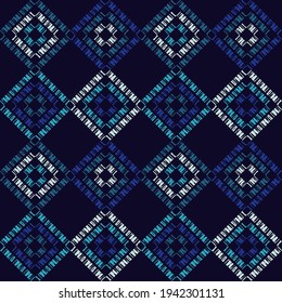 Mosaic with geometric shapes. Seamless pattern. Design with manual hatching. Textile. Ethnic boho ornament. Vector illustration for web design or print.