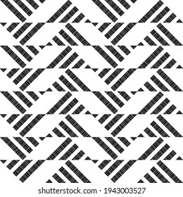 Mosaic with geometric shapes. Seamless pattern. Design with manual hatching. Textile. Ethnic boho ornament. Vector illustration for web design or print.