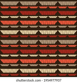 Mosaico con formas geométricas. Patrón sin foco. Diseño con eclosión manual. Textil. Ornamento étnico de boho. Ilustración vectorial para diseño web o impresión.