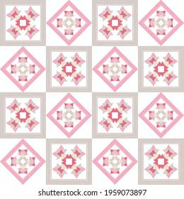 Mosaic with geometric shapes. Seamless pattern. Design with manual hatching. Textile. Ethnic boho ornament. Vector illustration for web design or print.