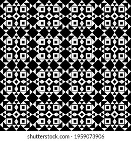Mosaic with geometric shapes. Seamless pattern. Design with manual hatching. Textile. Ethnic boho ornament. Vector illustration for web design or print.