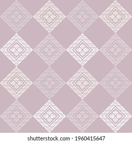 Mosaic with geometric shapes. Seamless pattern. Design with manual hatching. Textile. Ethnic boho ornament. Vector illustration for web design or print.