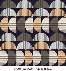 Mosaic with geometric shapes. Seamless pattern. Design with manual hatching. Textile. Ethnic boho ornament. Vector illustration for web design or print.
