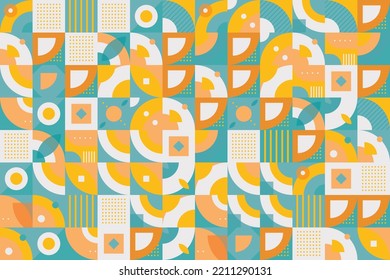 Mosaic geometric shapes seamless pattern It consists of a polyhedron such as a circle square triangle Used in the textile industry, fabric pattern, paper, wallpaper, book cover