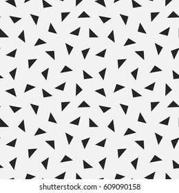 Mosaic geometric triangles. Vector seamless pattern. Modern stylish black and white texture.