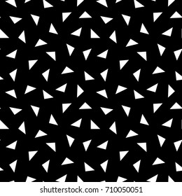 Mosaic geometric triangles. Vector seamless pattern. Modern stylish black and white texture.