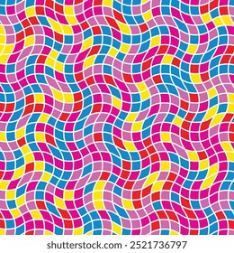 Patrón sin fisuras de Formas onduladas geométricas de mosaico. Para fondos, texturas, textiles y decoración del hogar