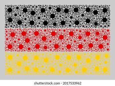 Mosaic Germany flag created with covid icons. Vector covid collage Germany flag created for medicare illustrations. Designed for political or patriotic agitation.