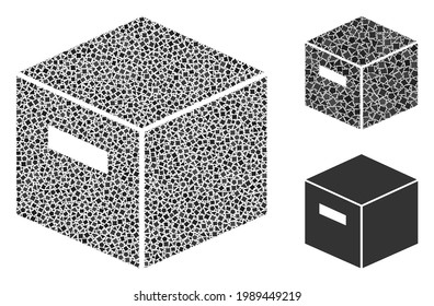 Mosaic Goods box icon designed from trembly elements in random sizes, positions and proportions. Vector bumpy items are arranged into abstract mosaic goods box icon.