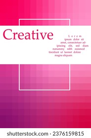 Mosaic gradient art poster concept. Minimalistic retro creativity and art. Purple and white pixels. Flyer, booklet and leaflet. Graphic element for website. Cartoon flat vector illustration