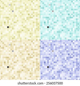 Mosaic grid seamles patterns set for web background. Vector illustration.