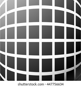 Mosaic, grid of squares with distortion effect. Abstract grayscale geometric pattern.
