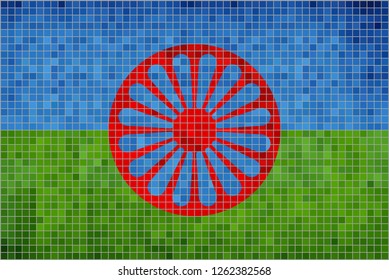 Mosaic of Gypsy flag - Illustration, 
Abstract grunge mosaic vector