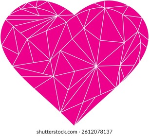 Mosaic heart made up of pink triangles