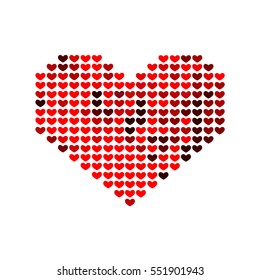 Mosaic heart. Mini hearts for your festive design. Valentine's day mood. Romantic design.