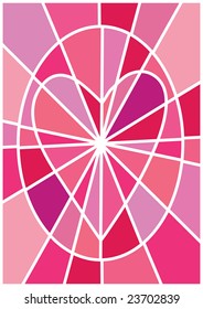 Mosaic heart in an oval with rays