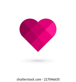 Mosaic heart symbol logo icon design template elements. May be used in medical, dating, Valentines Day and wedding design.