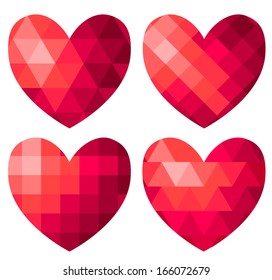 Mosaic hearts in vector isolated on white background