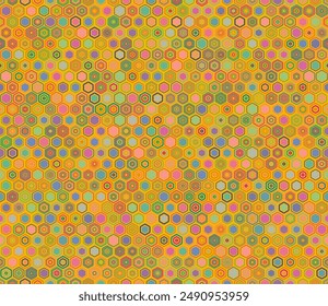 Fondo de Formas hexagonales de mosaico. Elementos geométricos de estilo y color variados. Formas hexagonales. Patrón de mosaico. Fondo inconsútil. Ilustración vectorial elegante.