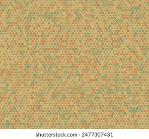 Mosaic hexagon shapes background. Multicolored geometric elements of varied size. Bold stacked rounded hexagons mosaic cells. Small hexagon geometric shapes. Tileable pattern.