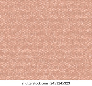 Mosaic hexagon shapes background. Simple stacked hexagons pattern. Orange color tones. Small hexagon shapes. Tileable pattern. Seamless vector illustration.