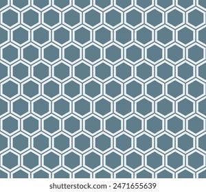 Fondo de Formas hexagonales de mosaico. Color gris pizarra en el fondo a juego. Patrón hexagonal simple con células sólidas internas. Formas hexagonales. Patrón sin costuras. Ilustración vectorial con mosaico.