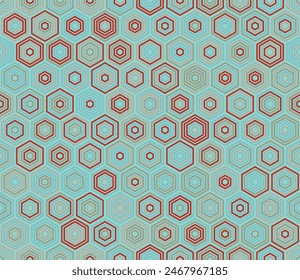 Fondo de Formas hexagonales de mosaico. Fondo de mosaico apilado hexagonal. Formas hexagonales. Paleta de colores de varios tonos. Patrón sin costuras. Ilustración vectorial con mosaico.