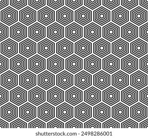 Fondo de Formas hexagonales de mosaico. Fondo de mosaico apilado hexágono. Células hexagonales. Ilustración vectorial de baldosas sin costuras.