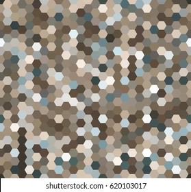 Mosaic hexagon tiles texture vector pattern. Pixel colorful background