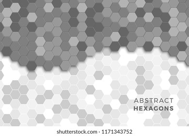 mosaic of hexagons. abstract geometric background in grayscale