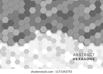 mosaic of hexagons. abstract geometric background in grayscale