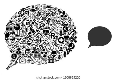 Mosaic hint with medicine symbols and basic icon. Mosaic vector hint is designed with medicine icons. Abstract design elements for hospital applications. Illustration is based on hint pictogram.