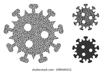 Mosaic HIV Virus Icon Composed Of Bumpy Pieces In Different Sizes, Positions And Proportions. Vector Ragged Pieces Are Combined Into Abstract Illustration HIV Virus Icon.