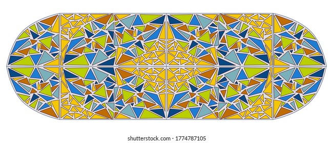 Mosaic horizontal patter. Stained glass window. Vector illustration