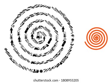 Mosaic hypnosis from health care items and basic icon. Mosaic vector hypnosis is created from health items. Abstract illustrations elements for doctor posters.