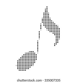 A Mosaic Icon Isolated on a White Background - Musical Note