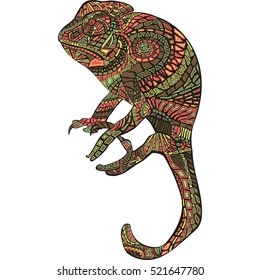 Mosaic image of a chameleon on white background