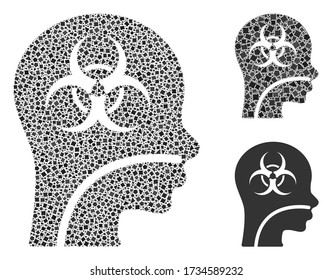Mosaic Infected patient icon designed from rugged pieces in different sizes, positions and proportions. Vector uneven dots are combined into abstract mosaic infected patient icon.