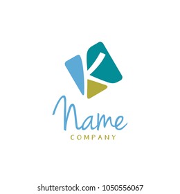 Mosaic Initial Letter K Abstract Simple Modern App Icon logo design