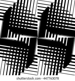 Mosaic of intersecting lines. Asymmetric grid, mesh. Irregular lines pattern.