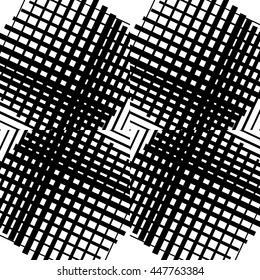 Mosaic of intersecting lines. Asymmetric grid, mesh. Irregular lines pattern.