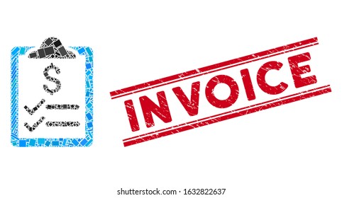 Mosaic Invoice Pad Icon Red Invoice Stock Vector (royalty Free 