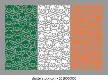 Mosaic Ireland flag designed with toxic elements. Death vector rectangular mosaic Ireland flag designed for warning purposes. Designed for political and patriotic collages.