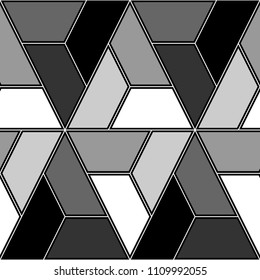 Mosaic. Jagged figures ornament. Repeated puzzle shapes background. Logic game motif. Tiles wallpaper. Parquet backdrop. Flooring image. Digital paper, web design, textile print. Seamless back pattern