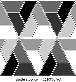 Mosaic. Jagged figures ornament. Repeated puzzle shapes background. Logic game motif. Tiles wallpaper. Parquet backdrop. Flooring image. Digital paper, web design, textile print. Seamless back pattern