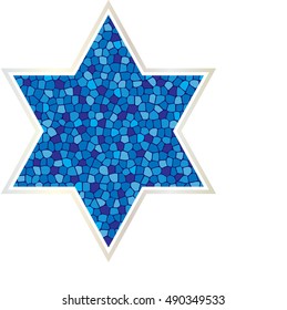 mosaic jewish star with silver frame