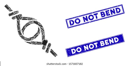 Mosaic knot loop connection icon and rectangular Do Not Bend seals. Flat vector knot loop connection mosaic icon of randomized rotated rectangle items.