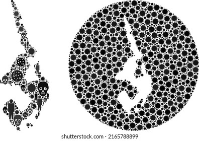 Mosaic Koh Phi Leh map constructed from virus outbreak icons and men and death icons. Evil virus Koh Phi Leh map mosaic composed with circle and stencil.