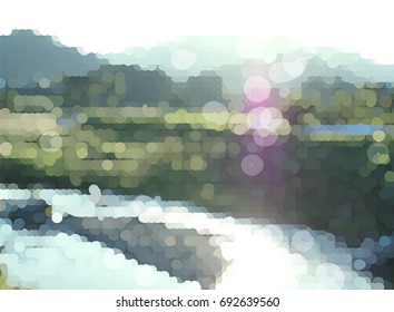 Mosaic landscape Nature countryside design template illustration