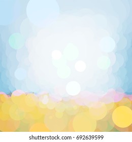 Mosaic landscape Yellow flower blue sky design template illustration
